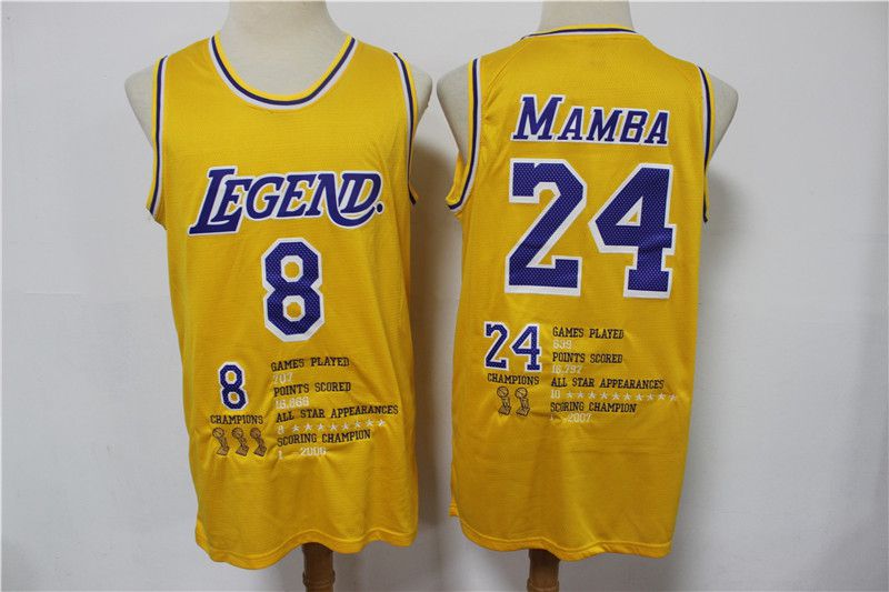 Men Los Angeles Lakers 8 Bryant yellow Commemorative 2021 NBA Jersey